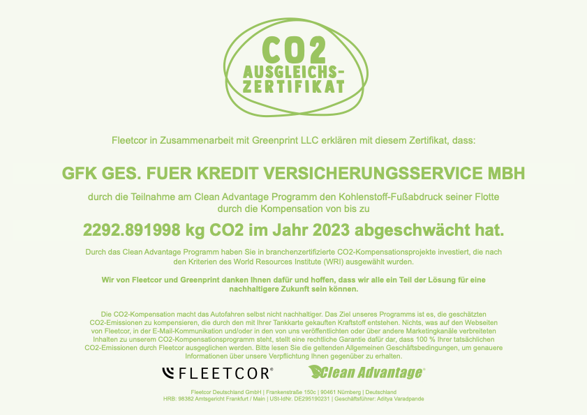 CO2 Ausgleichs-Zertifikat
